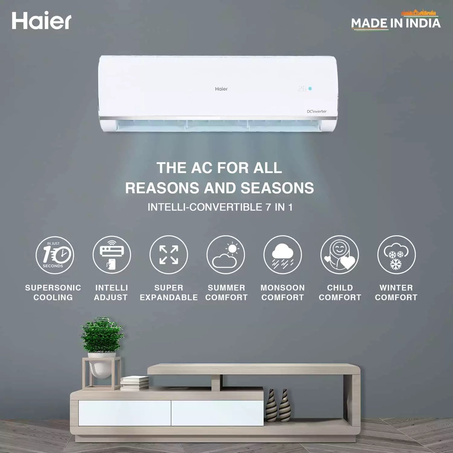 HAIER 3 Star 2 Ton Inverter Split Air Conditioner (HS24HD-AOW3BN)