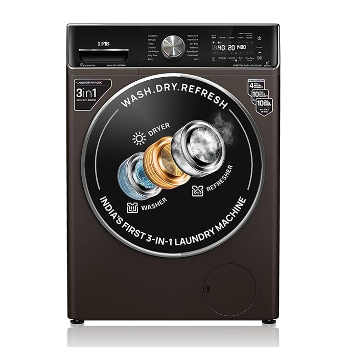 IFB 10 Kg/7 Kg/3 Kg 3-in-1, AI Powered, Fully Automatic Washer Dryer Refresher (IFB Laundrimagic®, EXECUTIVE PLUS ZXM, 9 Swirl Wash, Eco Inverter Technology, Mocha)