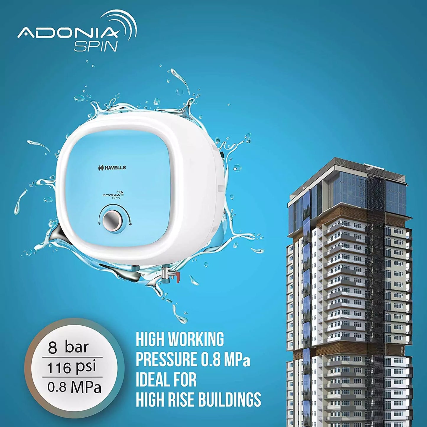 Havells Adonia Spin 15 Litre Storage Wall Mount Water Heater