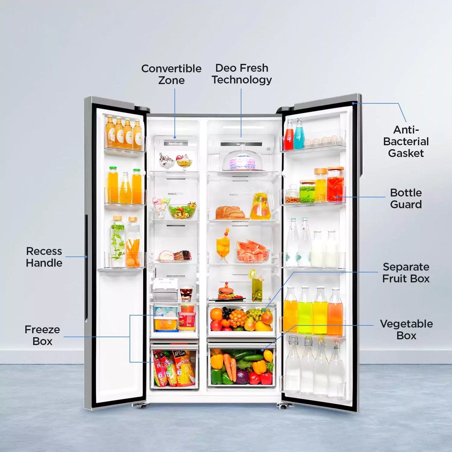 Magic Convertible Zone with Haier 596L, 3-Star Side by Side Refrigerator