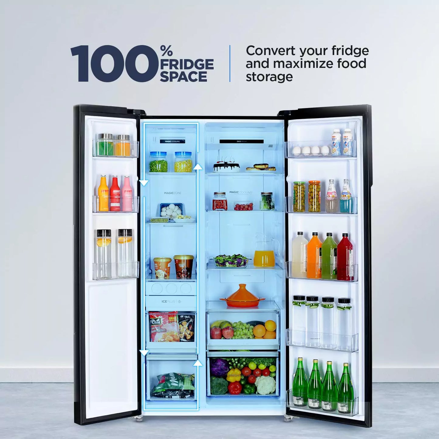 Haier 602L, 3-Star Side by Side Refrigerator with Convert your fridge