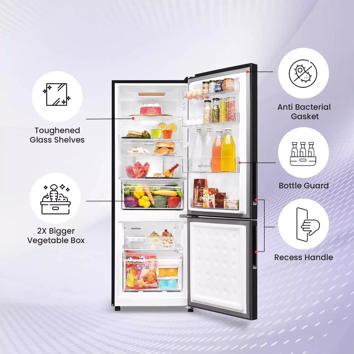 Haier 237 L, 2 Star Double Door Bottom Mount Refrigerator (HRB-2872BGB-P)