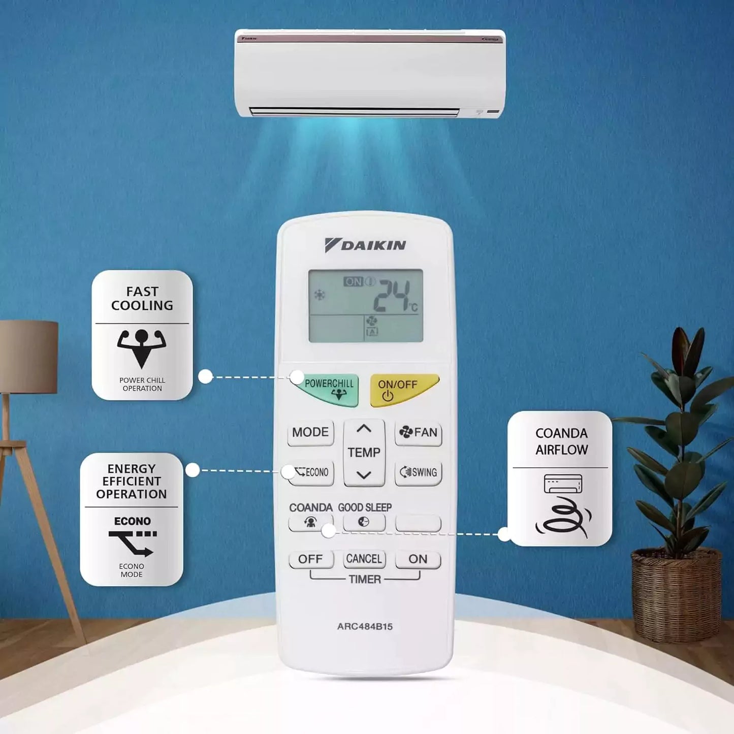 Daikin 1.0 Ton Inverter 3 Star Hot & Cold Split Air Conditioner (FTHT35UV16W)
