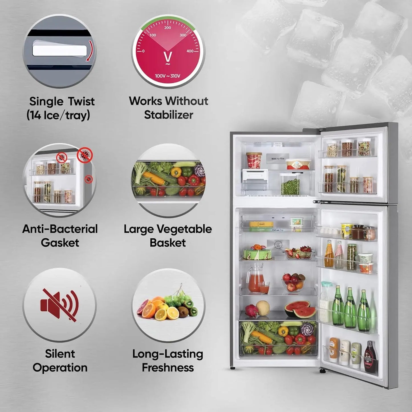 LG 380 L 2 Star Frost Free Double Door Refrigerator ( GL-N412SDSY)