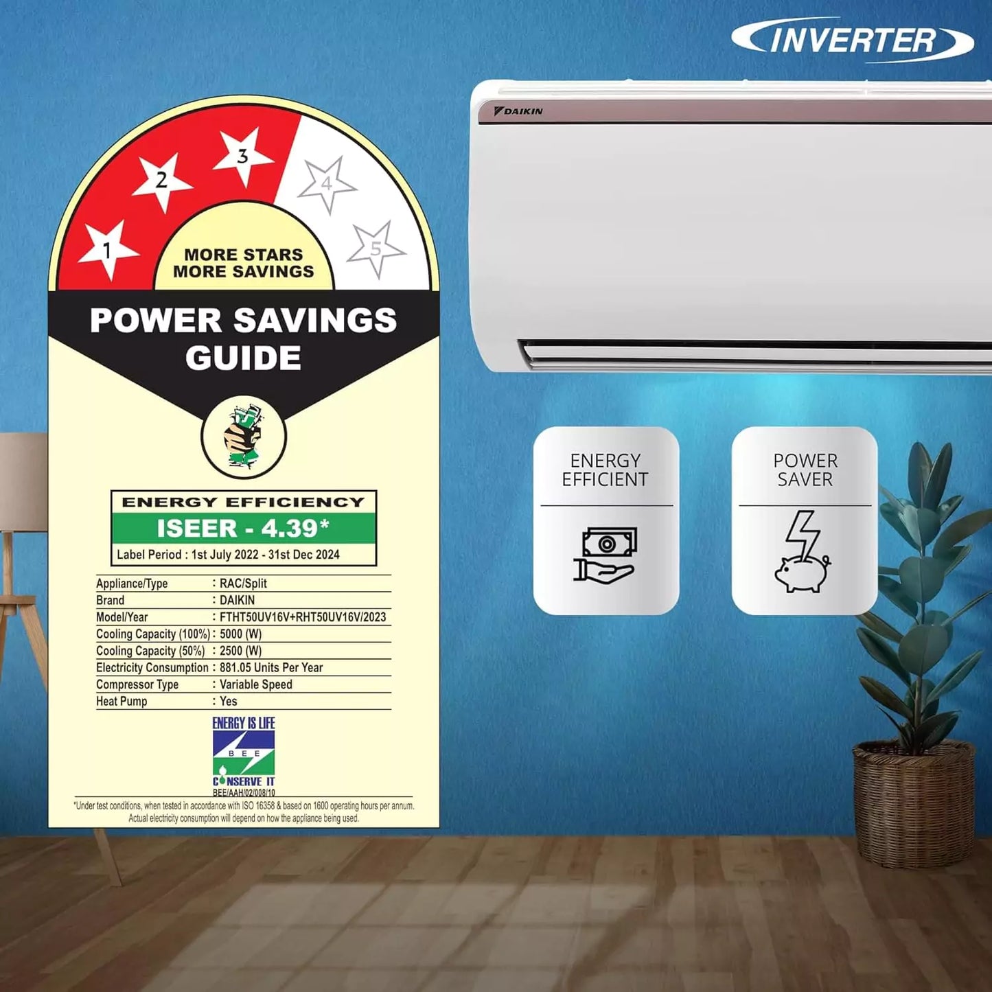 Daikin 1.5 Ton 3 Star Hot & Cold Inverter Split AC with 3 star rating