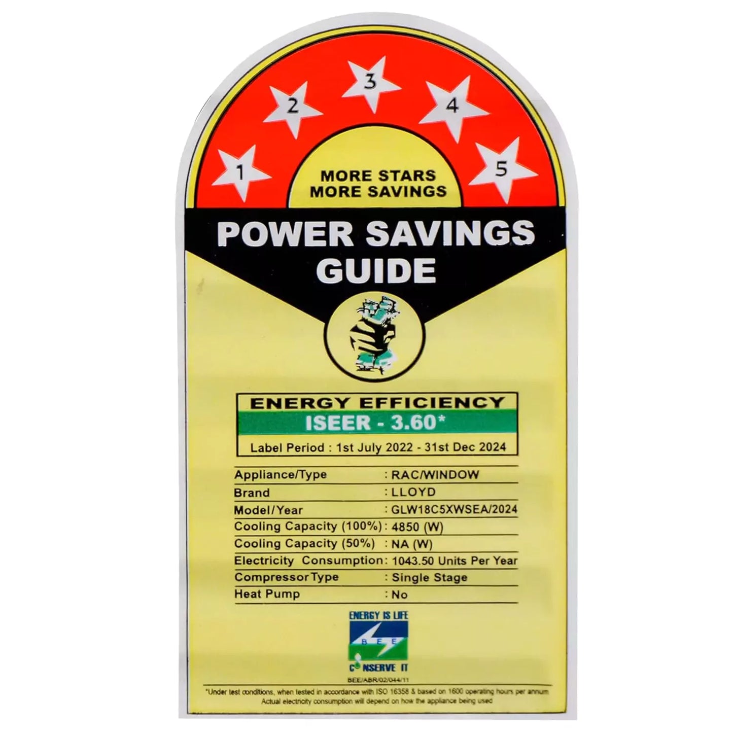 Lloyd 1.5 Ton 5 Star Fixed Speed Window AC (GLW18C5XWSEA)