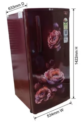 LG GLD1816WOWR 180 Litre Single Door Refrigerator | Toughened Glass Shelve|Wine Rose