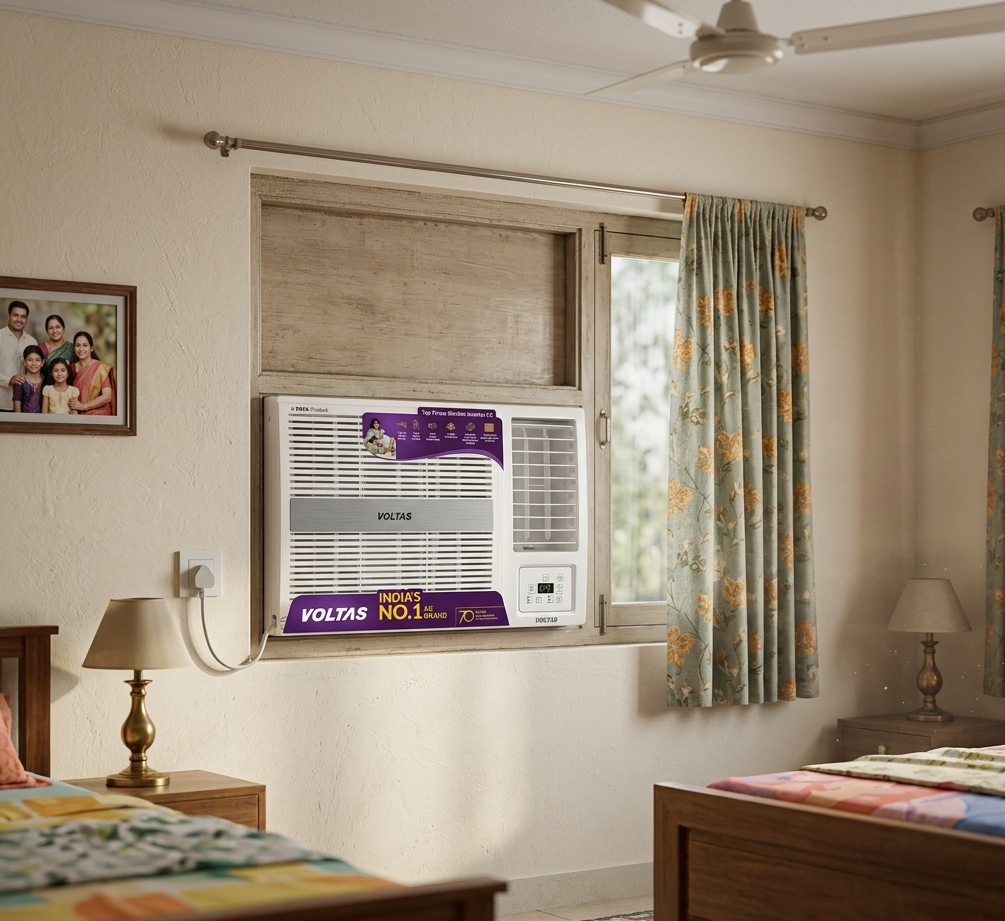 Voltas 1.5 ton 3 Star Inverter Window AC (Copper, 2-in-1 Cooling Modes, Anti-Dust Filter, 2-Way Swing, Memory Restart, Sleep Mode (183INV PEARL, White)