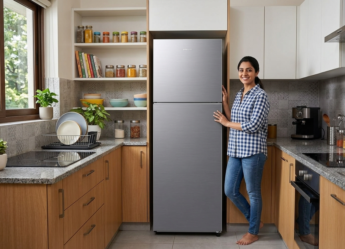 Samsung 256 L 2 Star Frost Free Double Door Refrigerator, RT40H30W2PHL, Elegant Inox