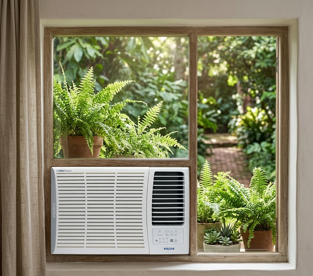 Voltas 185V Vertis Elite A 1.5 Ton 5 Star Inverter Window AC |2-in-1 Adjustable mode| Energy Efficient| Anti dust filter with Anti-Microbial coating | Copper Coil| Sleep Mode | Memory Restart| White