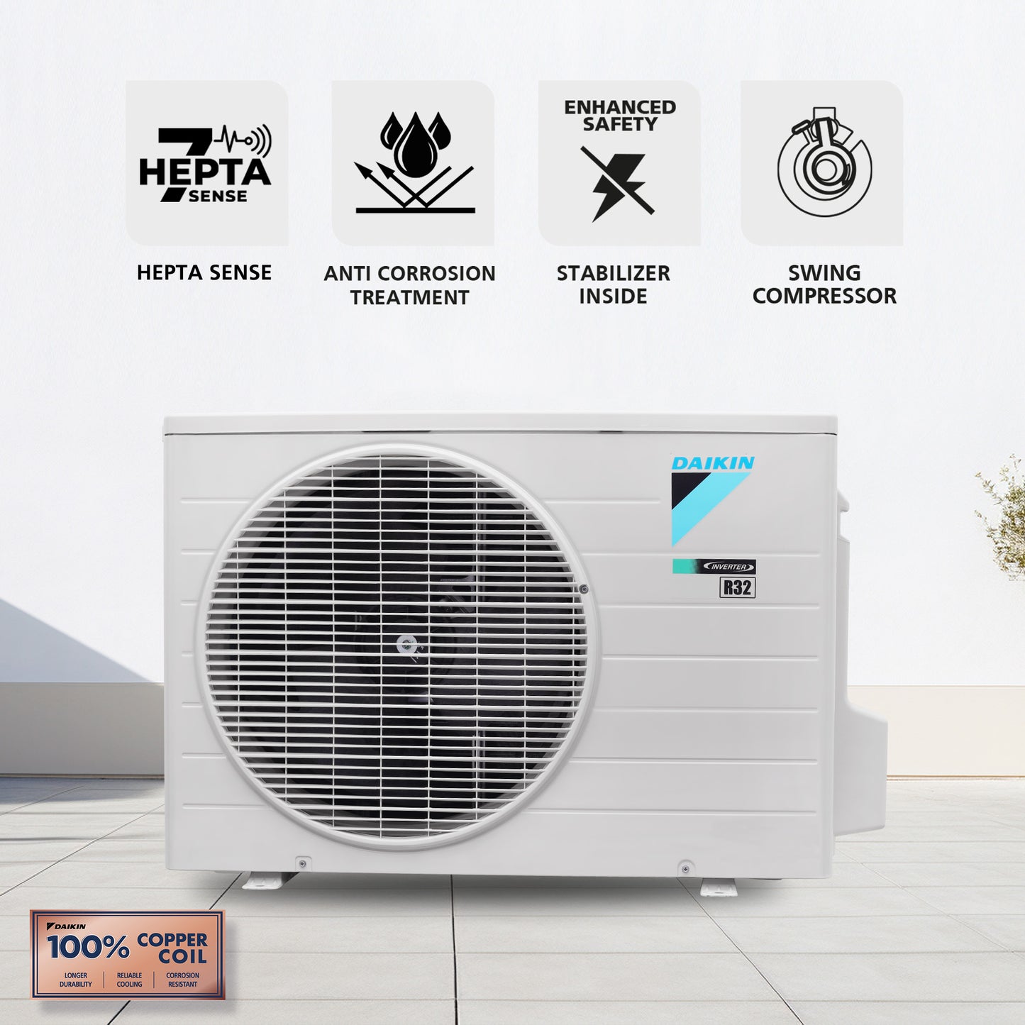 DAIKIN FTHT50XV16VAA 1.5 Ton 3 Star Inverter Split AC (Cooling & Heating) – Dew Clean, PM 2.5 Filter, Copper Condenser
