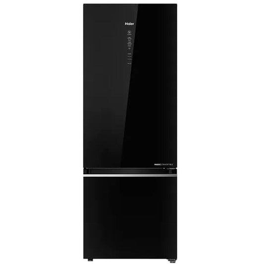 Haier 237L 2 Star Frost Free Bottom Mount Refrigerator|Premium Black Glass|8 In 1 Convertible Modes|Jhukna Mat-Bottom Freezer|200% Faster Ice Making in 49 Minutes (HRB-2872PKG-P, Black Glass)