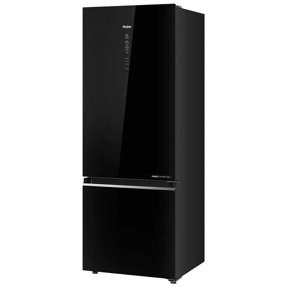 Haier 237L 2 Star Frost Free Bottom Mount Refrigerator|Premium Black Glass|8 In 1 Convertible Modes|Jhukna Mat-Bottom Freezer|200% Faster Ice Making in 49 Minutes (HRB-2872PKG-P, Black Glass)
