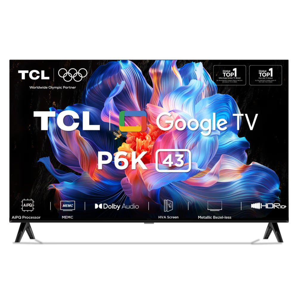 TCL 108 cm (43 inches) 4K UHD Google TV, 43P6K, Black