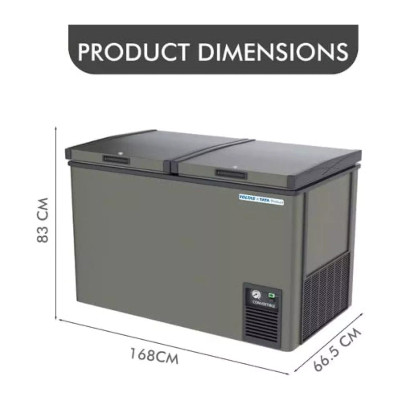 Voltas CVF500DA4-P-PL CONVERTIBLE Grey 4 Star Hard Top Deep Freezer (500LT)