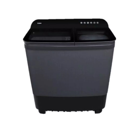 Haier 8.5 Kg HTW85-186BBK 5 Star Anti Baterial Vortex Pulsator Softfall Technology Magic Filter, Rat Mesh, Toughened Glass Semi Automatic Top Loading Washing Machine (2024 Model, Black Grey)