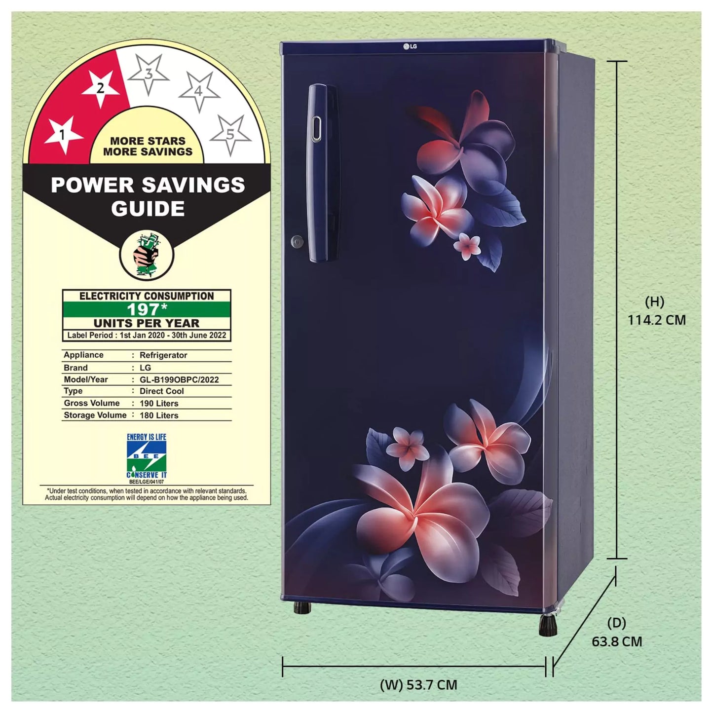 GL-B199OBPC : 2 Star Direct-Cool Single Door Refrigerator