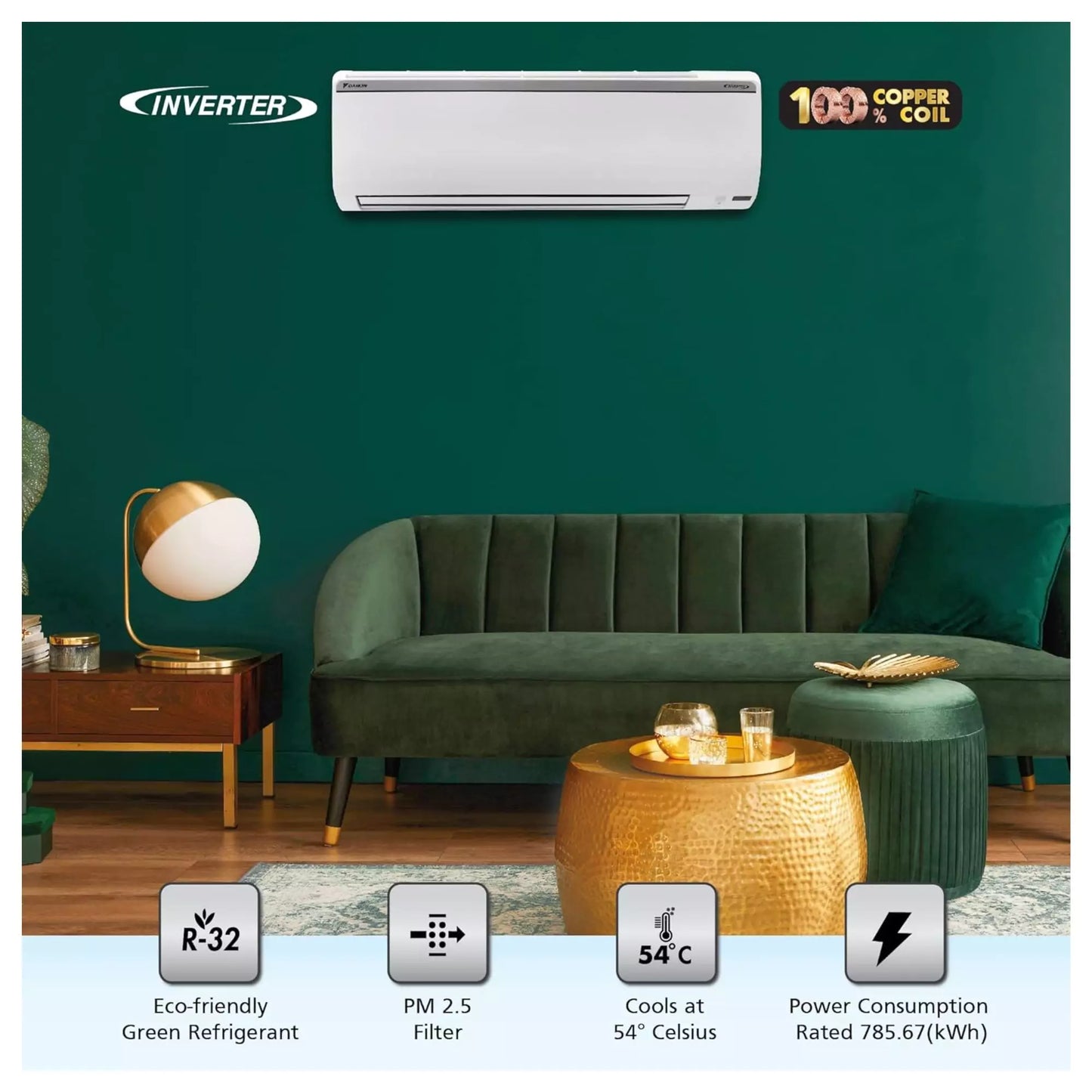 Daikin 1.5 Ton 5 Star Inverter Split AC (FTKM50U,White)