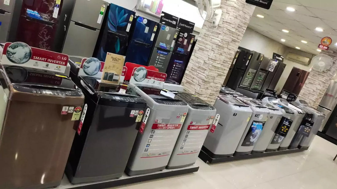 Row Of Washing Machines In The Store