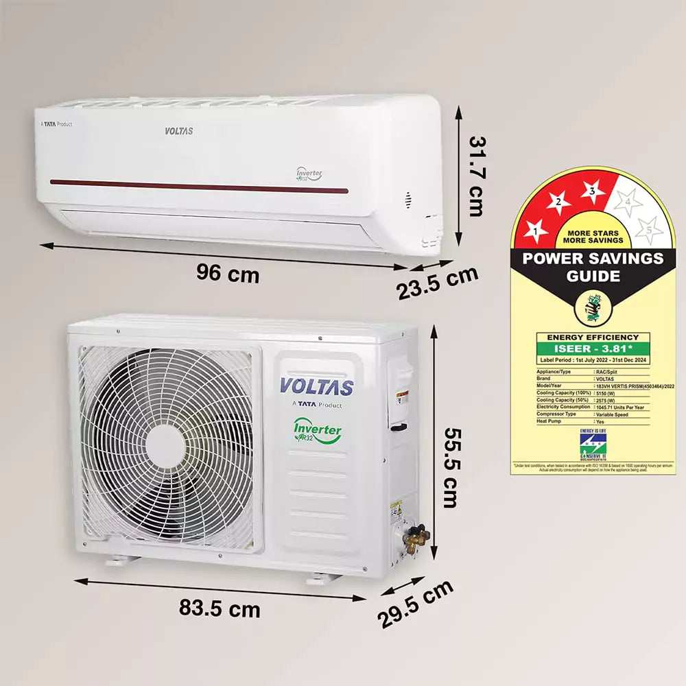 Voltas 1.5 Ton 3 star Inverter Split AC -Ice Wash Function