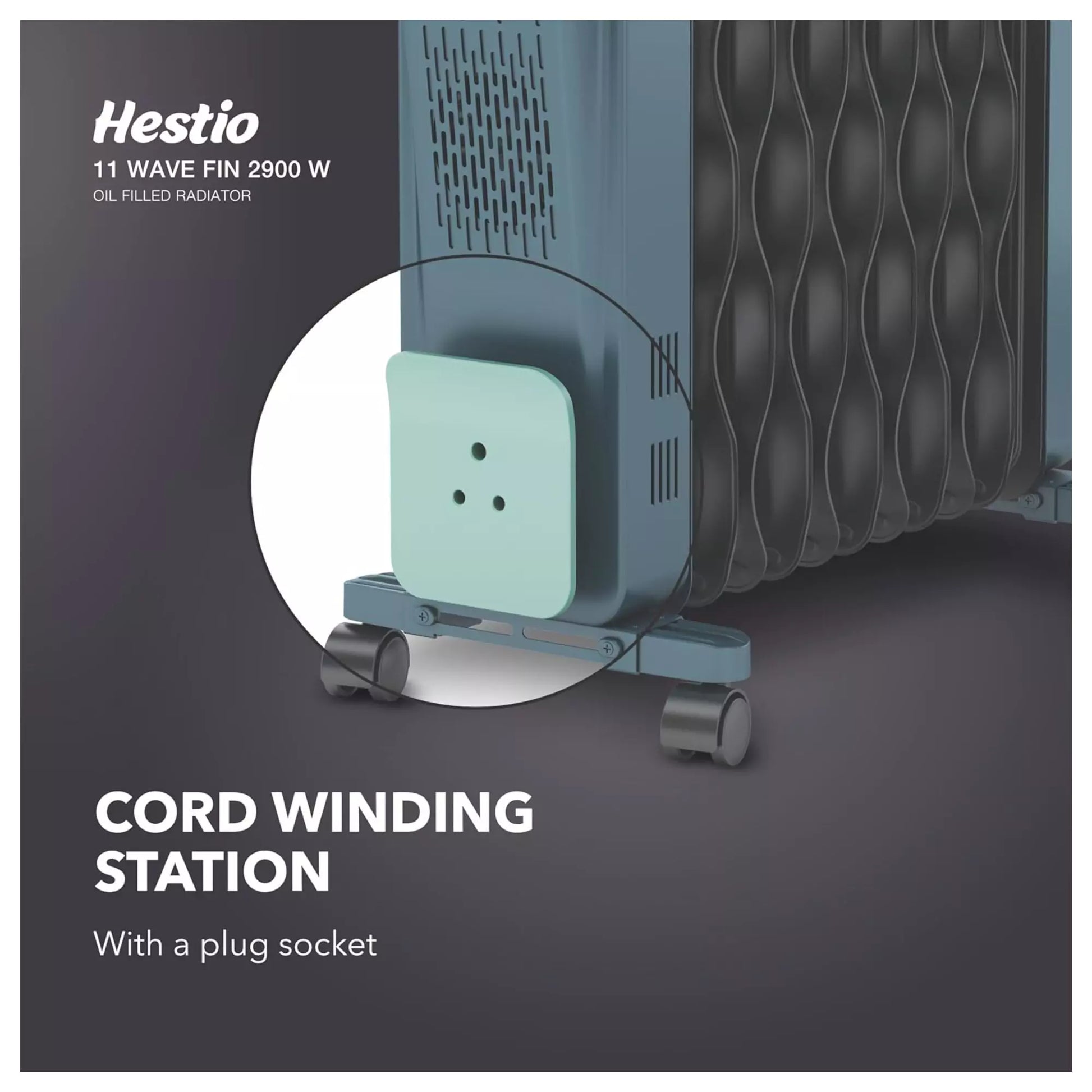 Cord Winding Station with Havells Hestio 11 Wave Fin OFR