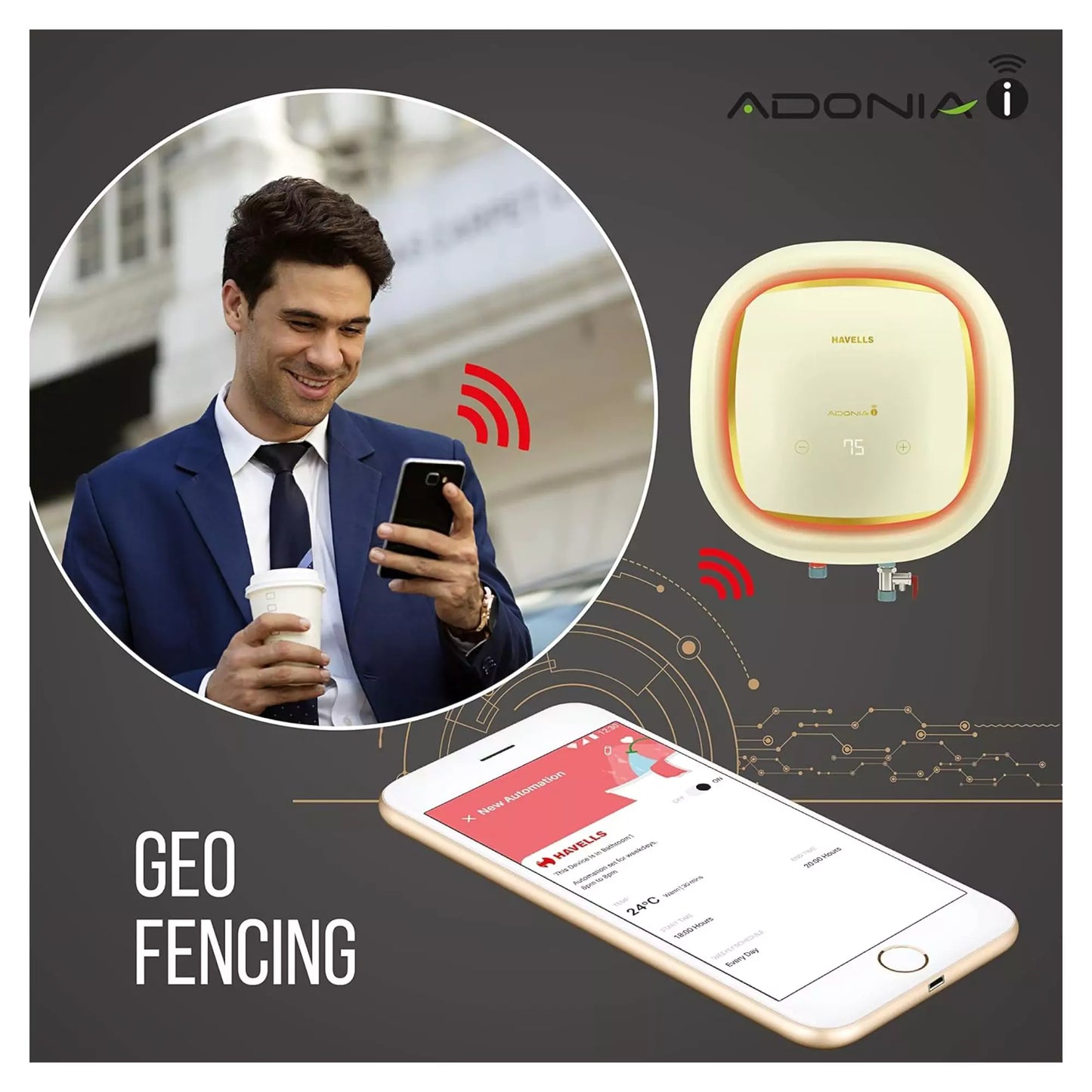 Havells Adonia-i Wi-Fi Control - Lets you control the water heater with ease.