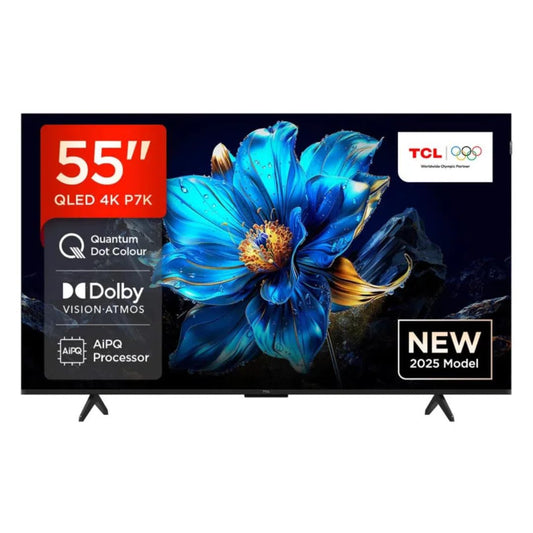 TCL P7K 139 cm (55 inch) QLED Ultra HD (4K) Smart Google TV 2025 Edition with Dolby Vision- Atmos 35W | ONKYO 2.1ch with Subwoofer| Game Master  (55P7K)