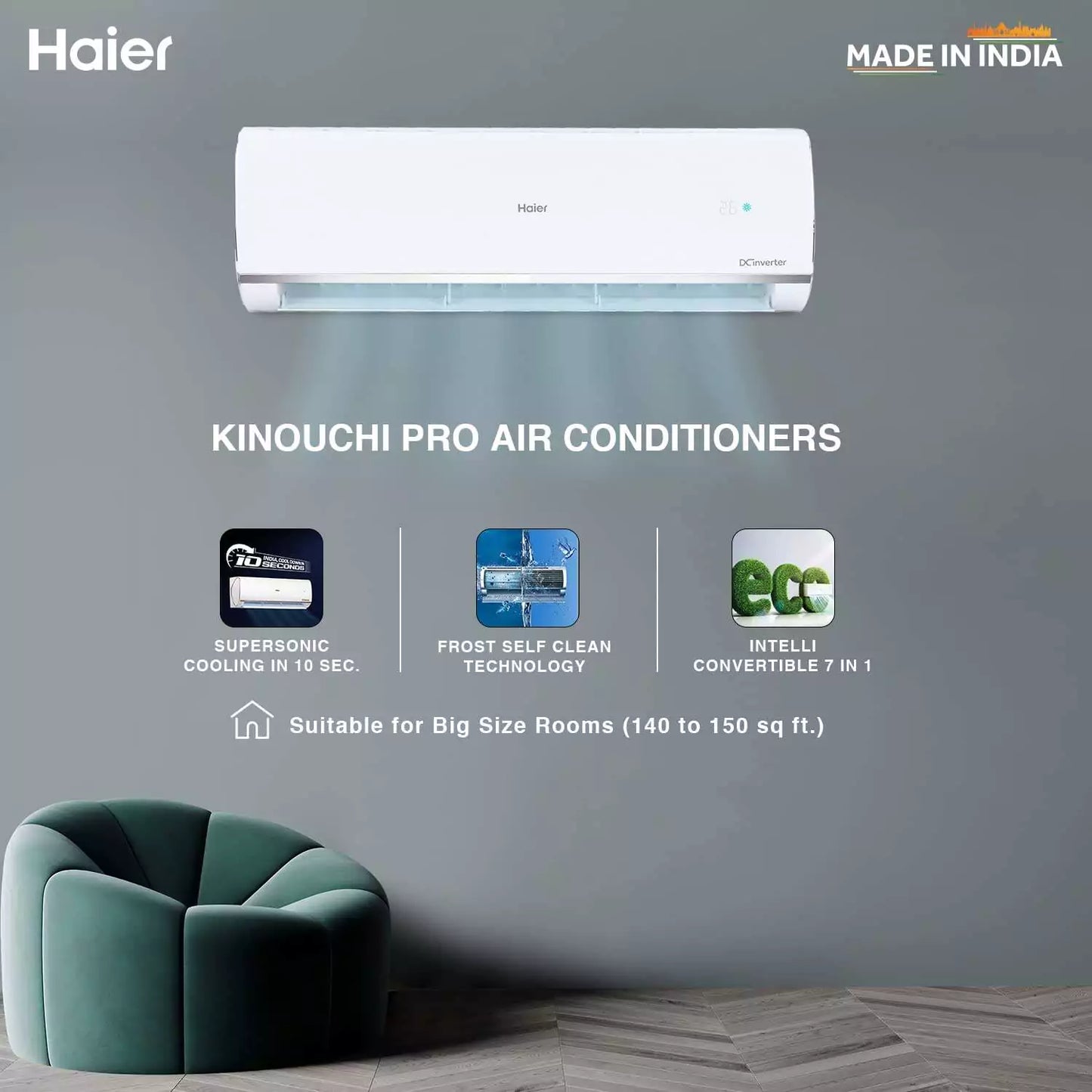 HAIER 3 Star 2 Ton  Inverter Split Air Conditioner (HS24HD-AOW3BN)