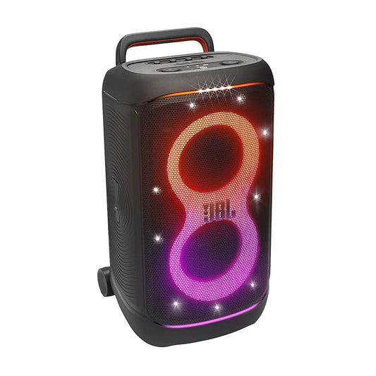 JBL Partybox 520, Wireless Bluetooth Party Speaker, 15 Hour Battery Life, Portable Design, Dynamic Light Show, IPX4, Multi-Speaker Connection, AI Sound Boost, Microphone Input, Black