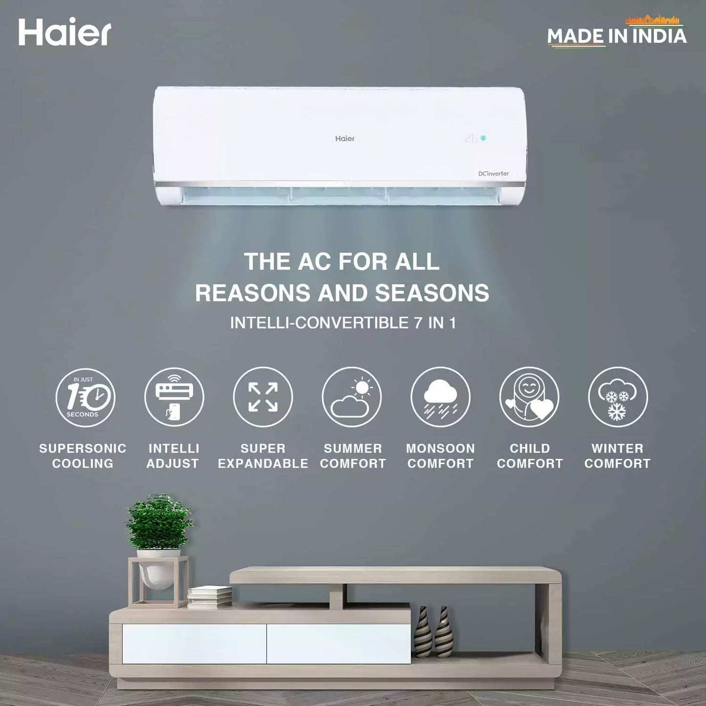 HAIER 3 Star 2 Ton  Inverter Split Air Conditioner (HS24HD-AOW3BN)