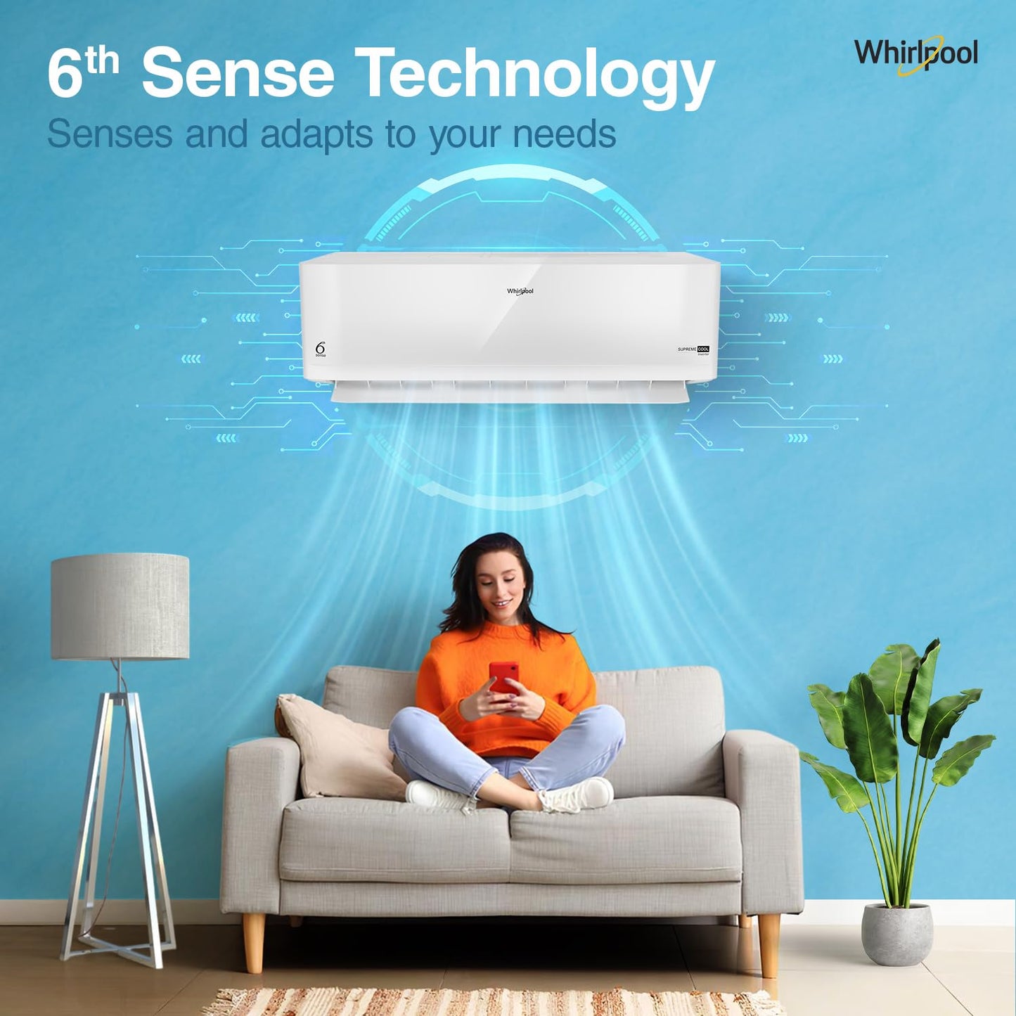 Whirlpool 2.0 Ton 3 Star, Supremecool Inverter Split AC (SUPREMECOOL 20T 3S INV EXP S5N3PB0, Copper, Convertible 4-in-1 Cooling Mode, HD Filter White)