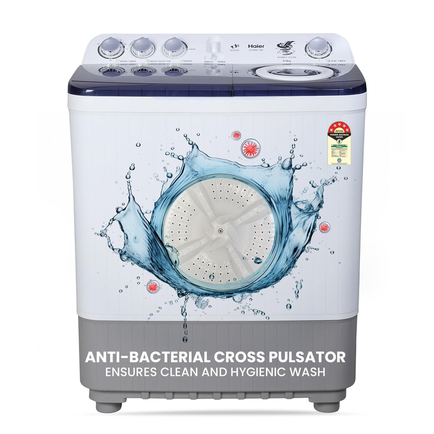 Haier 8 Kg Semi-Automatic Washing Machine (HTW80-186)