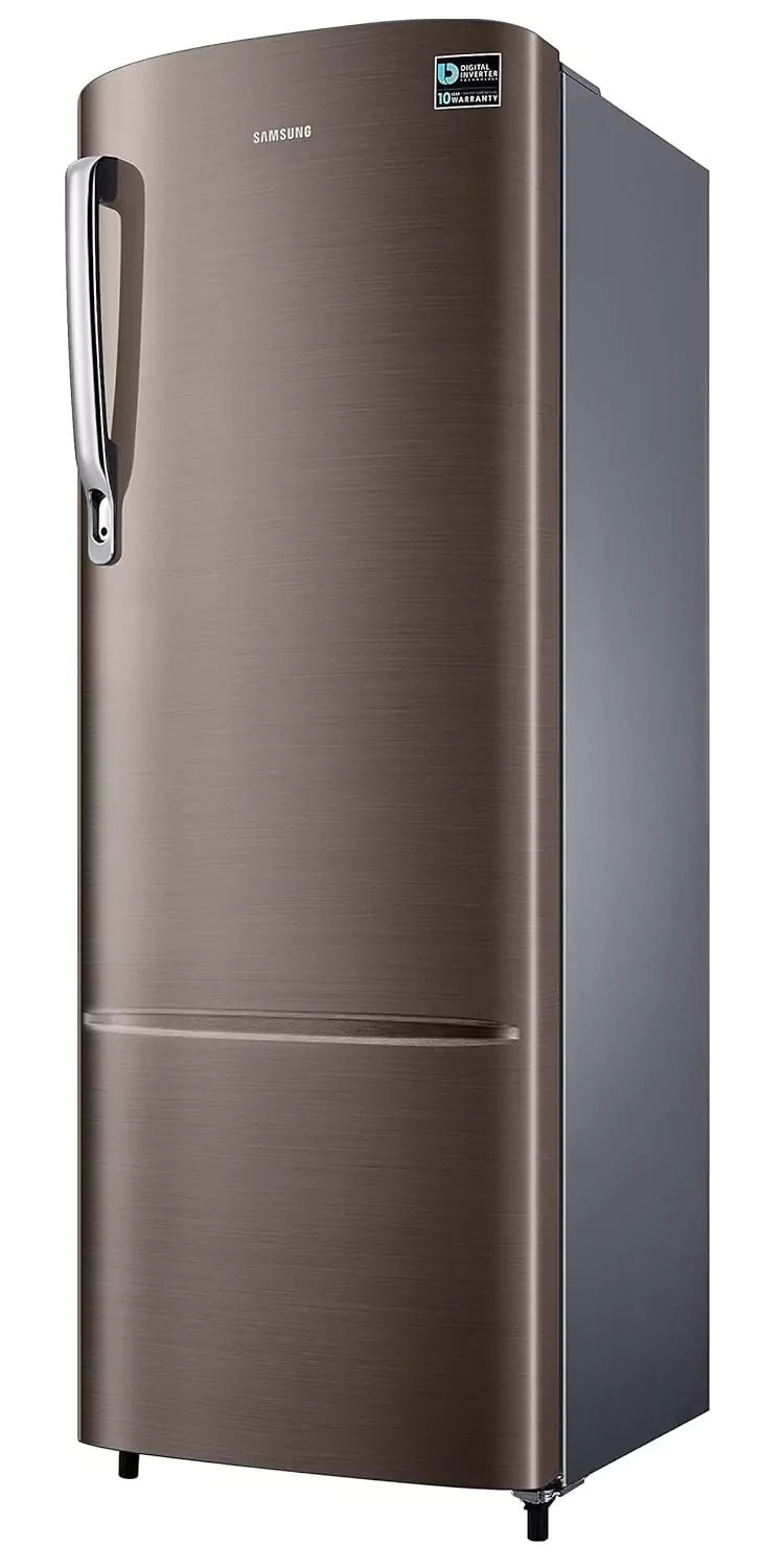 Samsung 246L 3 Star Single Door Refrigerator with attach plastic bags and separate bottles.