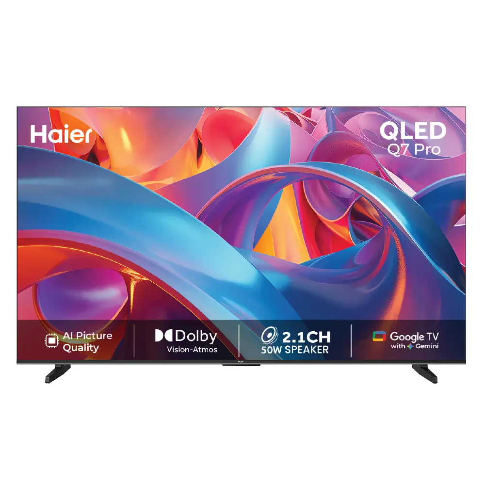 Haier New Q7 Pro Series HQLED 109 cm (43) AI Smart Google TV Gemini| HDR10 | Dolby Vision.Atmos|MEMC (43Q7 Pro)