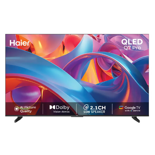 Haier New Q7 Pro Series HQLED 109 cm (43) AI Smart Google TV Gemini| HDR10 | Dolby Vision.Atmos|MEMC (43Q7 Pro)