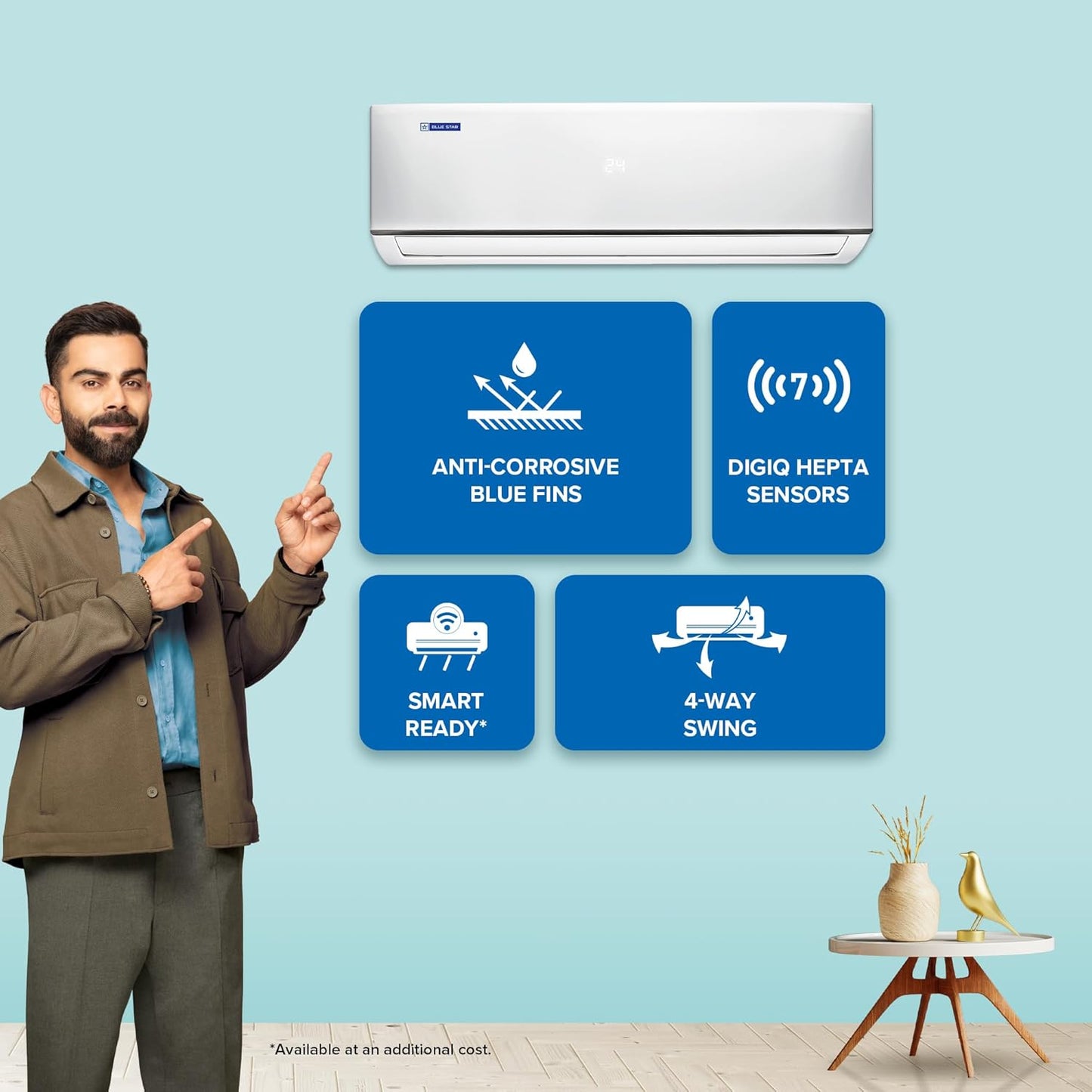 Blue Star 2 Ton 3 Star, New Star Rated, Smart Inverter Split AC (Copper,4-Way Swing, DigiQ Hepta Sensor, Blue Fins,Turbo Cool, Self Clean Technology (IA322DXU, White)