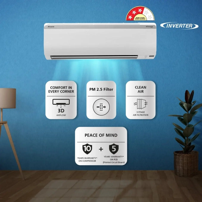 The Daikin FTKL50XV16VAA 1.5 Ton 3 Star Inverter Split AC