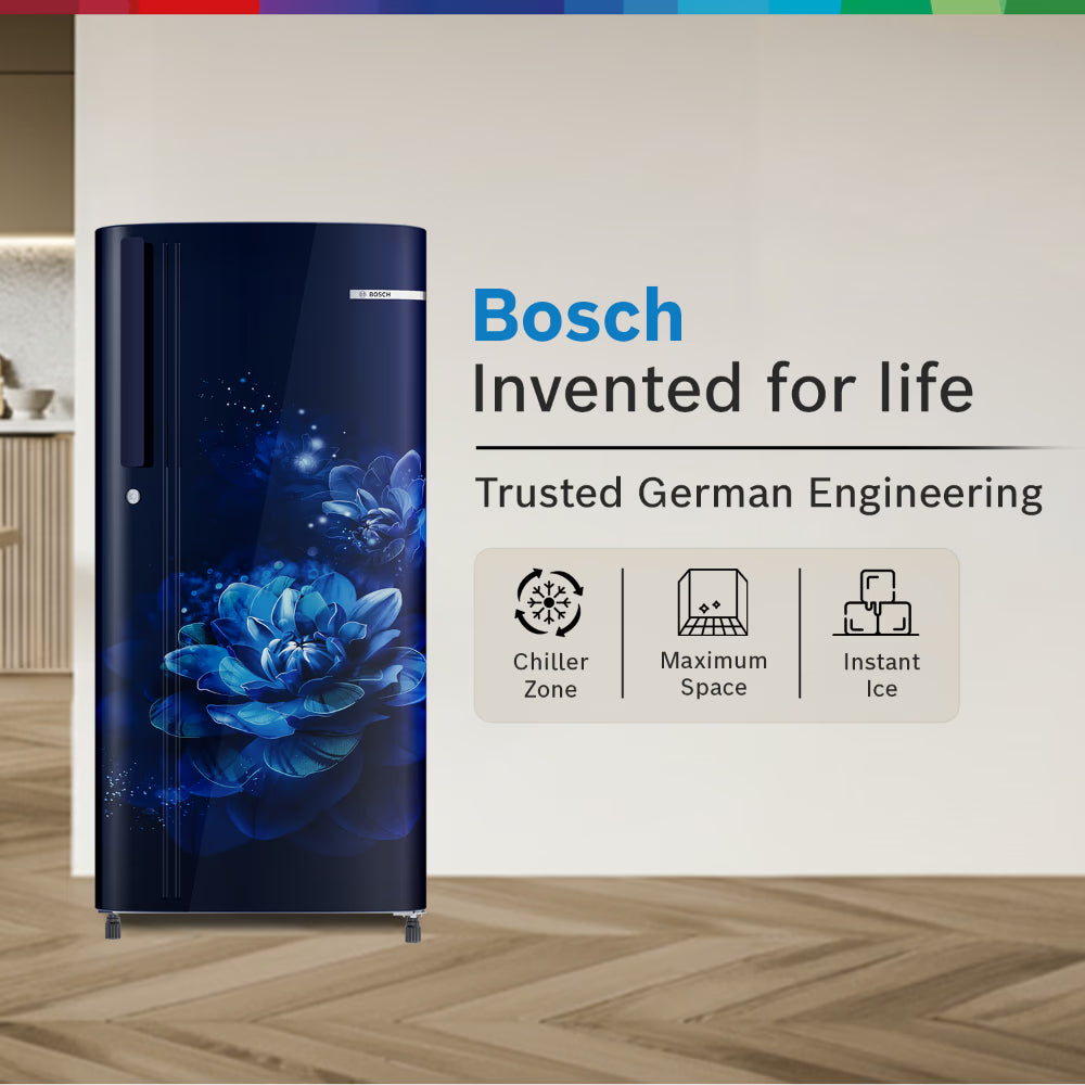 Bosch Series 2 185L Single Door Floral Blue Refrigerator (Model: COT18B21EI)