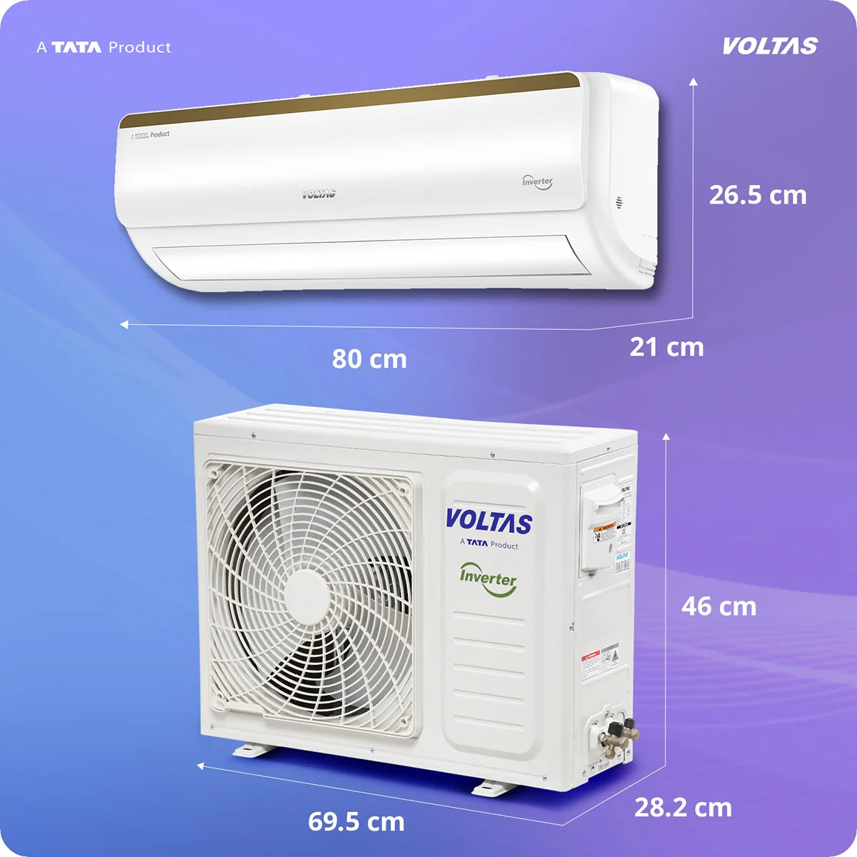 Voltas Split Air Conditioner, 1 Ton, 3 Star - 123INV Vertis Elite Gold