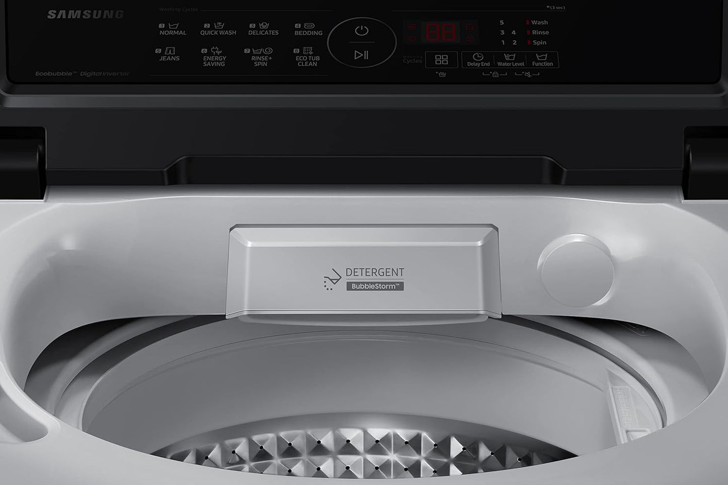 Samsung 7 Kg Inverter Ecobubble 5 Star Fully Automatic Top Load Washing Machine (WA70BG4441BYTL,Lavender Gray)