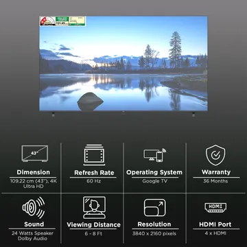 Haier K85GUX 109.22 cm (43 inch) 2 Star QLED 4K Ultra HD Smart Google TV with Google Voice Assistant (2026 model)