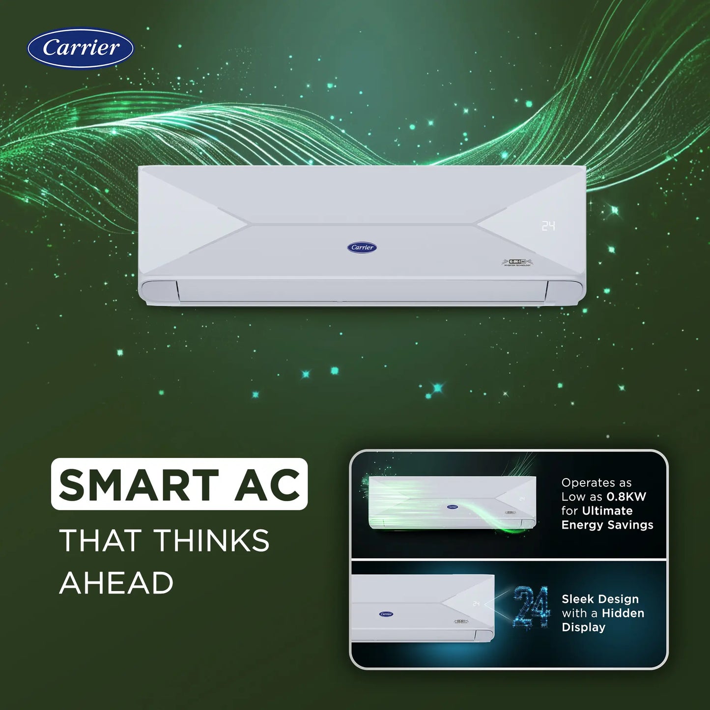 Carrier 1.5 Ton 3 Star 19k XPERT EDGE Fxi Star Split AC| Coppper| 6 in 1 Flexicool Cooling| PM 2.5 Filter