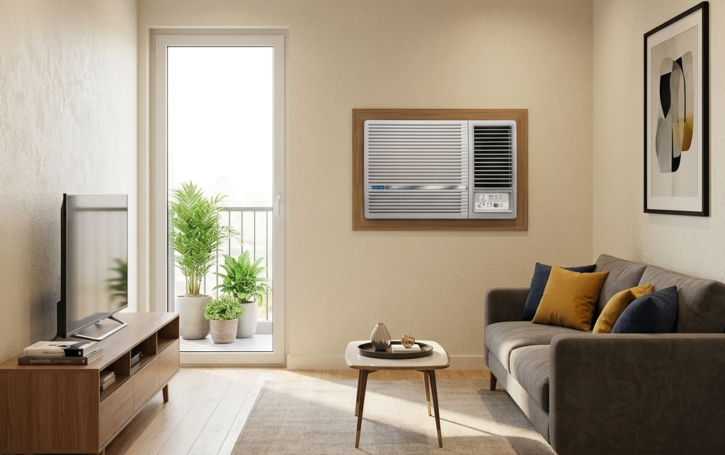 Blue Star 1.5 Ton 3 Star Fixed Speed Window AC (Copper, Turbo Cool, Fan Modes-Auto/High/Medium/Low, Hydrophilic Blue Fins, Dust Filters, Self-Diagnosis, WFE318L, White)