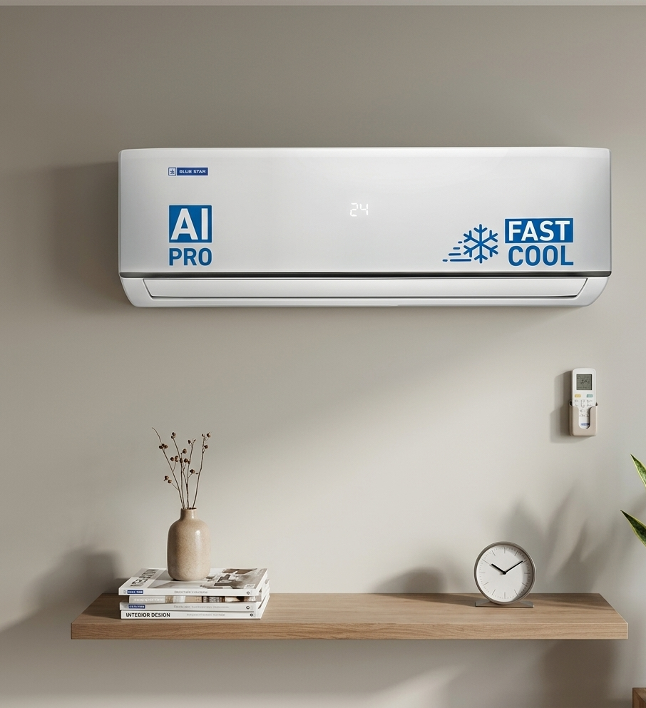 Blue Star 2 Ton 3 Star, New Star Rated, Smart Inverter Split AC (Copper,4-Way Swing, DigiQ Hepta Sensor, Blue Fins,Turbo Cool, Self Clean Technology (IA322DXU, White)