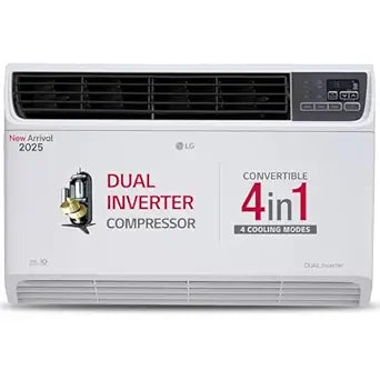 LG 1.5 Ton 3 Star DUAL Inverter Window AC (Copper, Convertible 4-in-1 cooling, 4 Way Air Swing, HD Filter, UW-Q18WUXA, White)