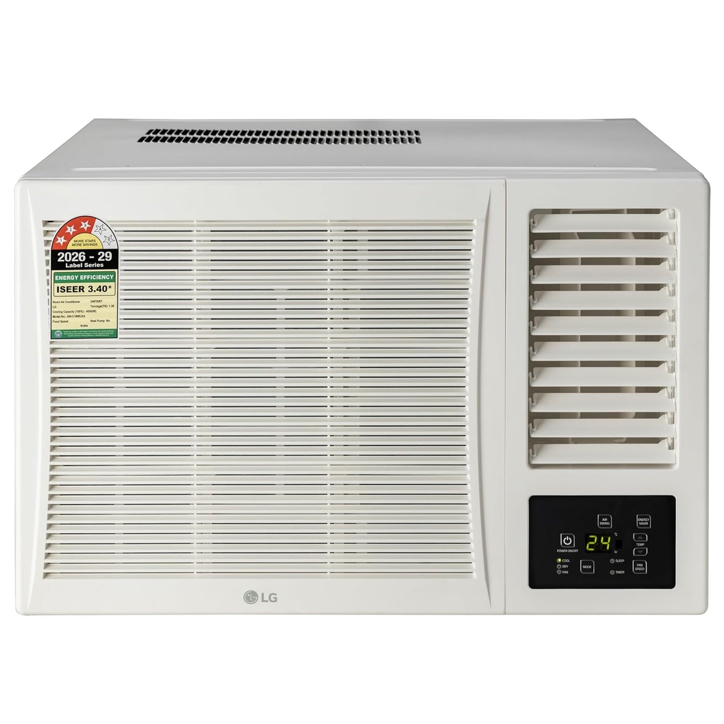 LG 1.5 Ton 3 Star, New star rated, Fix Speed Window AC (Copper Coil, Turbo Mode, Memory Restart,HD Filter, Quick and Uniform Cooling, AW-C18WUXA, White)
