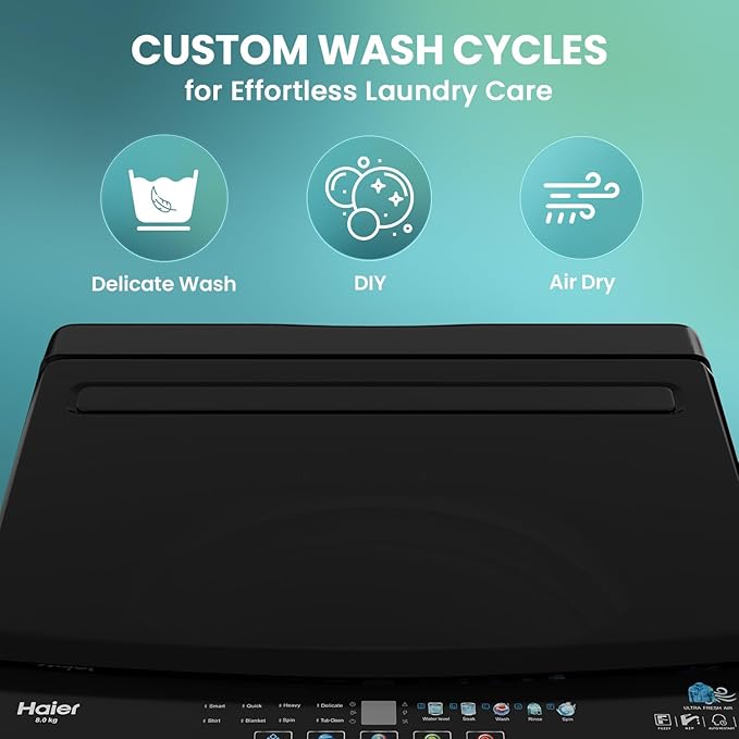Haier 8 Kg Fully Automatic TopLoad Washing Machine HWM80-310BK