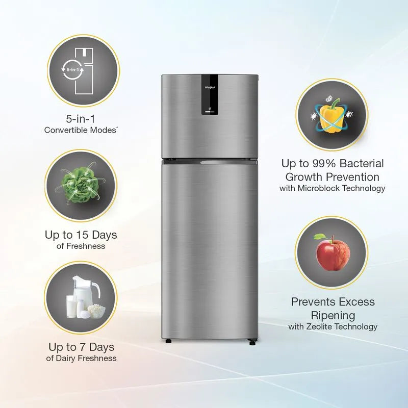 22421 Intellifresh 327L 2 Star Frost Free Double-Door Refrigerator - Illusia Steel