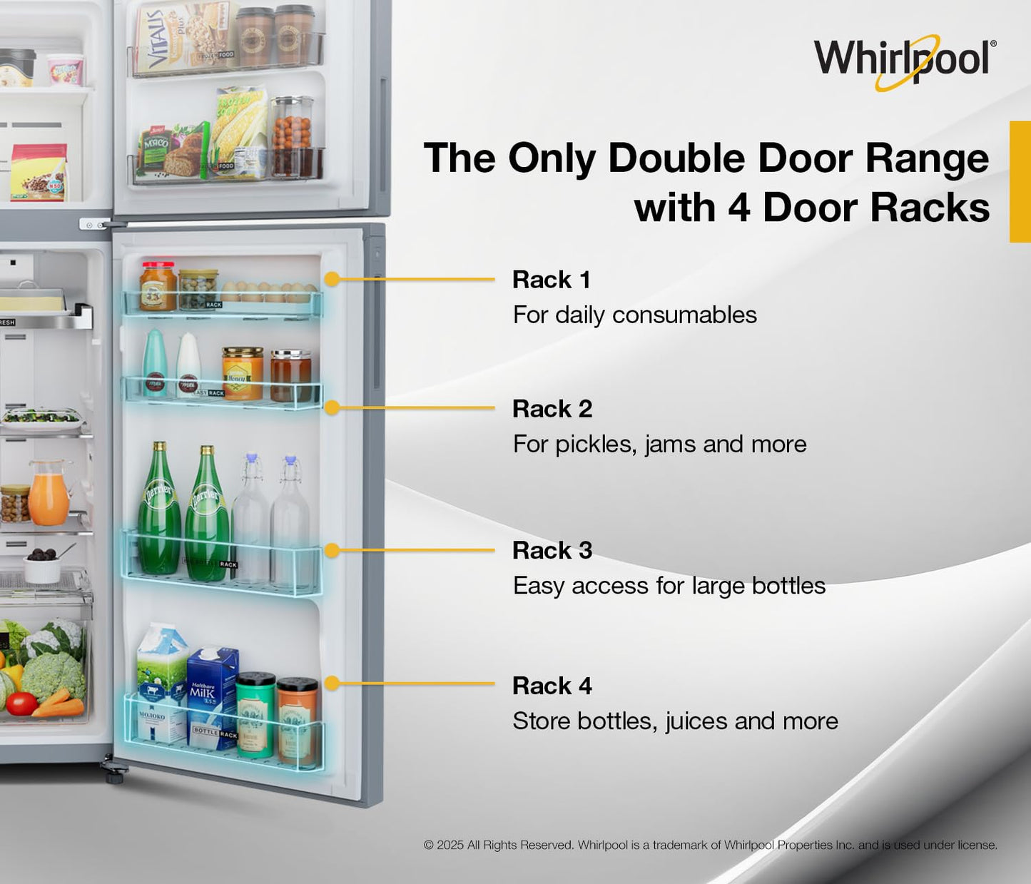 Whirlpool Neofresh 235L 2 Star Frost Free Double-Door Refrigerator (Model: NEO DF278 PRM, Variant: Imperial Steel, 22317)