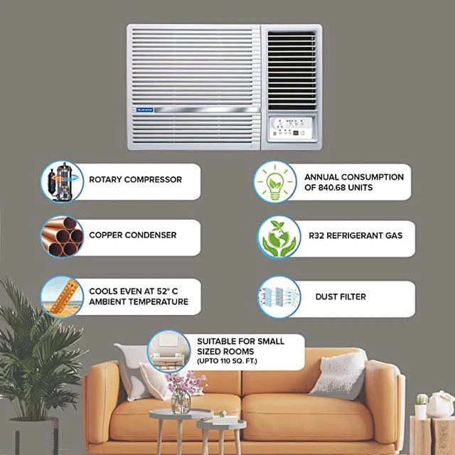 Blue Star WFA312LXU-WIND Window Air Conditioner – 1 Ton | 3 Star | Turbo Cooling AC